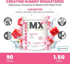 Creatine Monohydrate Gummies for Men & Women – Real Fruit Gummy Supplement for Muscle Growth, Recovery, Longevity, Cognitive Health & Memory – 90 Chews (90 Gummies, Watermelon)