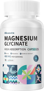 Magnesium Glycinate 400 MG per Serving 100% Chelated for High Absorption, Gentle On Stomach, Non-GMO, 90 Vegetarian Capsules