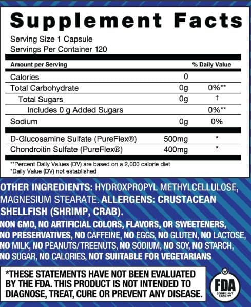 Basic Brands - Move Pureflex Glucosamine Chondroitin - Joint Support Supplement for Flexibility & Mobility - 120 Capsules - 2-Pack