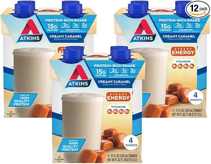Atkins Atkins Energy Shake Creamy Caramel, 4 Count (Pack of 3)