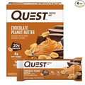 Quest Nutrition Chocolate Peanut Butter Protein Bars, 20g Protein, 1g Sugar, 5g Net Carb, Gluten Free, Keto Friendly, 4 Count