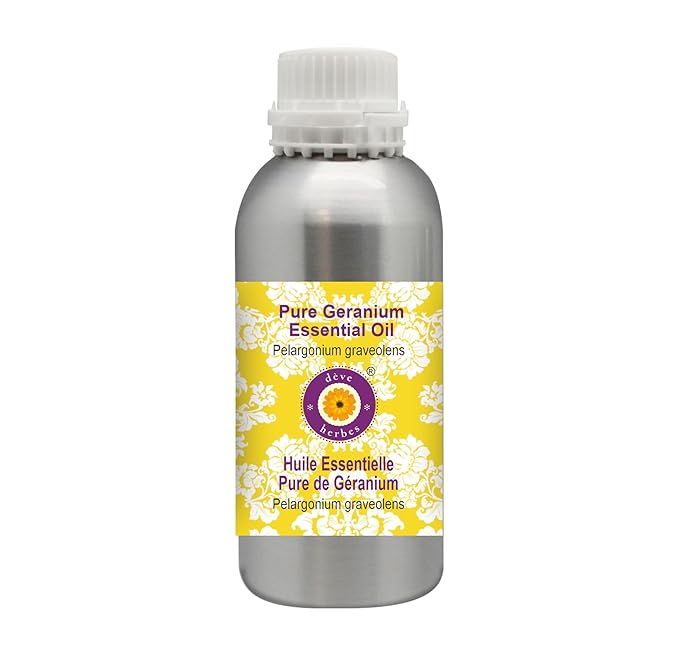 Deve Herbes Pure Geranium Essential Oil (Pelargonium graveolens) Steam Distilled 1250ml (42 oz)