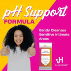 vH essentials Feminine Cleansing Wipes - pH Balanced, Prebiotics, Tea Tree & Aloe, Soothing Witch Hazel, Odor-Blocking Formula, Vaginal and Perianal Care, Paraben, Alcohol, and Fragrance-Free