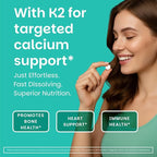 EZ Melts Dissolvable Vegan Vitamin D3 + K2 5,000 IU - Bone & Heart Health Support - Immune Function Support - No Artificial Flavors - Non-GMO - Green Apple - 180 Dissolvable Tablets (180 Servings)