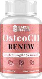 Joint Supplements for Women OsteoCII Renew Triple Strength – Advanced Joint, Bone & Skin Formula – Collagen, Glucosamine, Chondroitin, Calcium, MK-7, Vitamin D3, Hyaluronic Acid, 180 Tablets