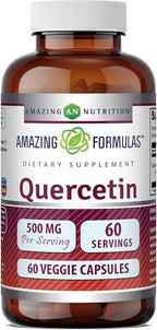 Amazing Formulas Quercetin 500 Mg | Veggie Capsules Supplement | Non-GMO | Gluten-Free | Made in USA (1 Pack | 60 Count)