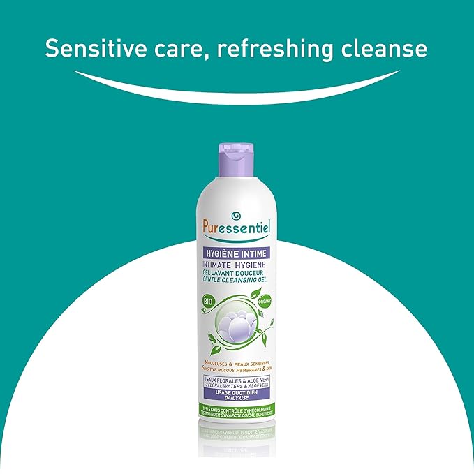 Puressentiel Feminine Wash Ph Balance Vaginial Cleanser Gel for Womens Hygiene 99.6 Natural Origin Organic Vegan EcoCertified Made in France 16.5 fl oz, Rose, 16.9 Ounce