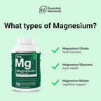 Essential Elements Magnesium Plus Zinc with Vitamin D3 | Scientifically Formulated Heart, Bone & Muscle Support | 225mg Triple-Strength Magnesium Complex with Glycinate, Malate, Citrate | 180 Count