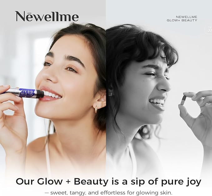 NEWELLME Liquid Collagen Shots with Hyaluronic Acid, 18,000mg Multi Collagen Peptides, Sugar Free Ready-to-Drink Collagen Supplement for Hair Skin Nails, 42 Bottles