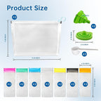 14PCS Protein Powder Travel Container Set, Reusable Powder Supplement Container To Go Reusable Protein Powder Bags and 2pc Large Standable Zip Bags for Workout, Fitness, Travel