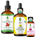 SVA Evening Primrose, Geranium, and Rosehip Oil 4 oz Bundle Super Saver Combo – Premium Grade Bundle Set for Hair Oiling, Scalp Massage, Hair Care, Face, Skin Care and Body Massage