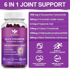 WOGORGT Glucosamine Chondroitin Gummies for Women & Men - 1500mg Glucosamine Chondroitin with MSM & Elderberry - Flexibility & Immune Support - 60 Gummies (2 Pack)