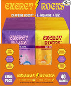 Caffeine Candy - Popping Energy Candy Crystals, 100mg Caffeine, L-Theanine & B12 - Fast Energy, No Drink Needed - Coffee Alternative 40-Pack Variety (Cherry Berry & Pineapple Mango)