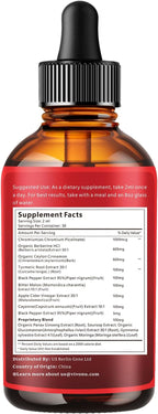 14-in-1 Berberine with Ceylon Cinnamon Supplement Liquid Drops, 1800mg + 30:1 Liposomal Tech with Cayenne Pepper Soursop Chromium Bitter Melon Turmeric Moringa Gymnema Glucomannan, GLP Support 4Bottle