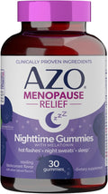 AZO® Nighttime Menopause Gummies + Melatonin to Support Restful Sleep*, Clinically Proven Ingredient for Hot Flashes and Night Sweats, Menopause Supplements for Women - 30 Gummies
