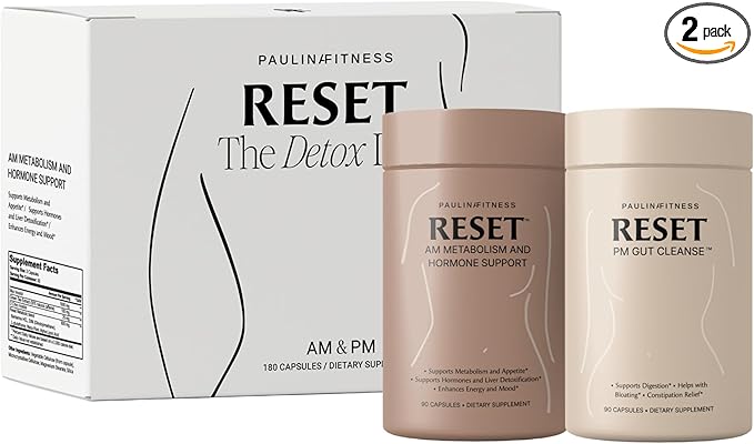 Reset Detox Duo – AM + PM Weight Loss Support Bundle | Supports Metabolism, Appetite Control, Digestion, & Overnight Detox | 90 Capsules | 30-Day Supply | Vegan, Gluten-Free, Cruelty-Free
