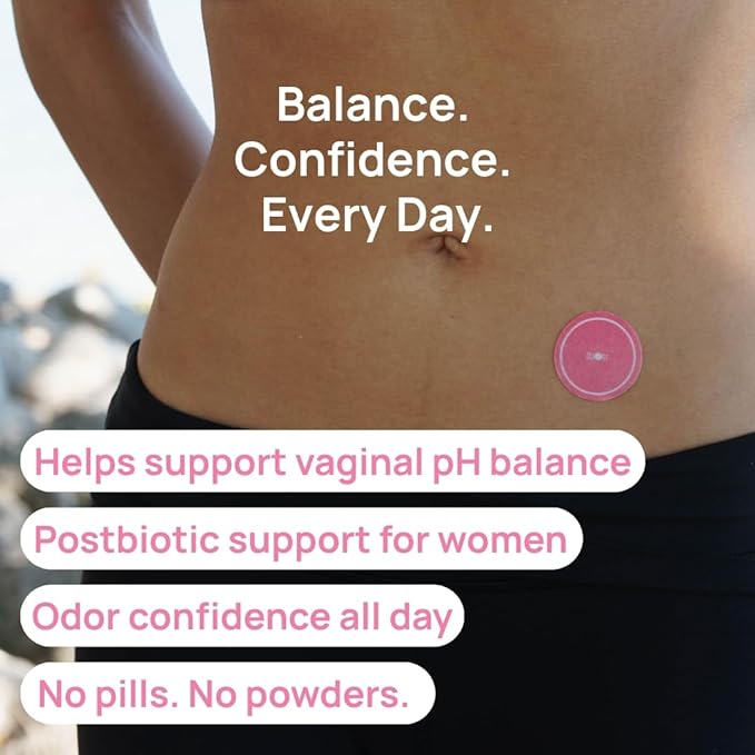 DUORI Flora Patch - Vaginal Postbiotics Support for Women - Promote Healthy Vaginal Odor & Flora - PH Balance with Cranberry Extract - Vitamin C - Zinc - Vegan Daily Vaginal Health Patch - 30 Patches