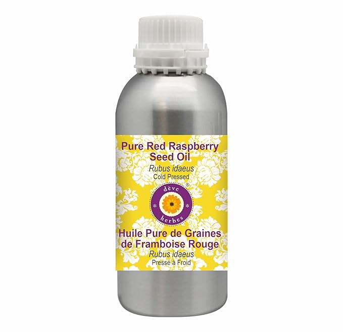 Deve Herbes Pure Red Raspberry Seed Oil (Rubus idaeus) Cold Pressed 630ml (21 oz)