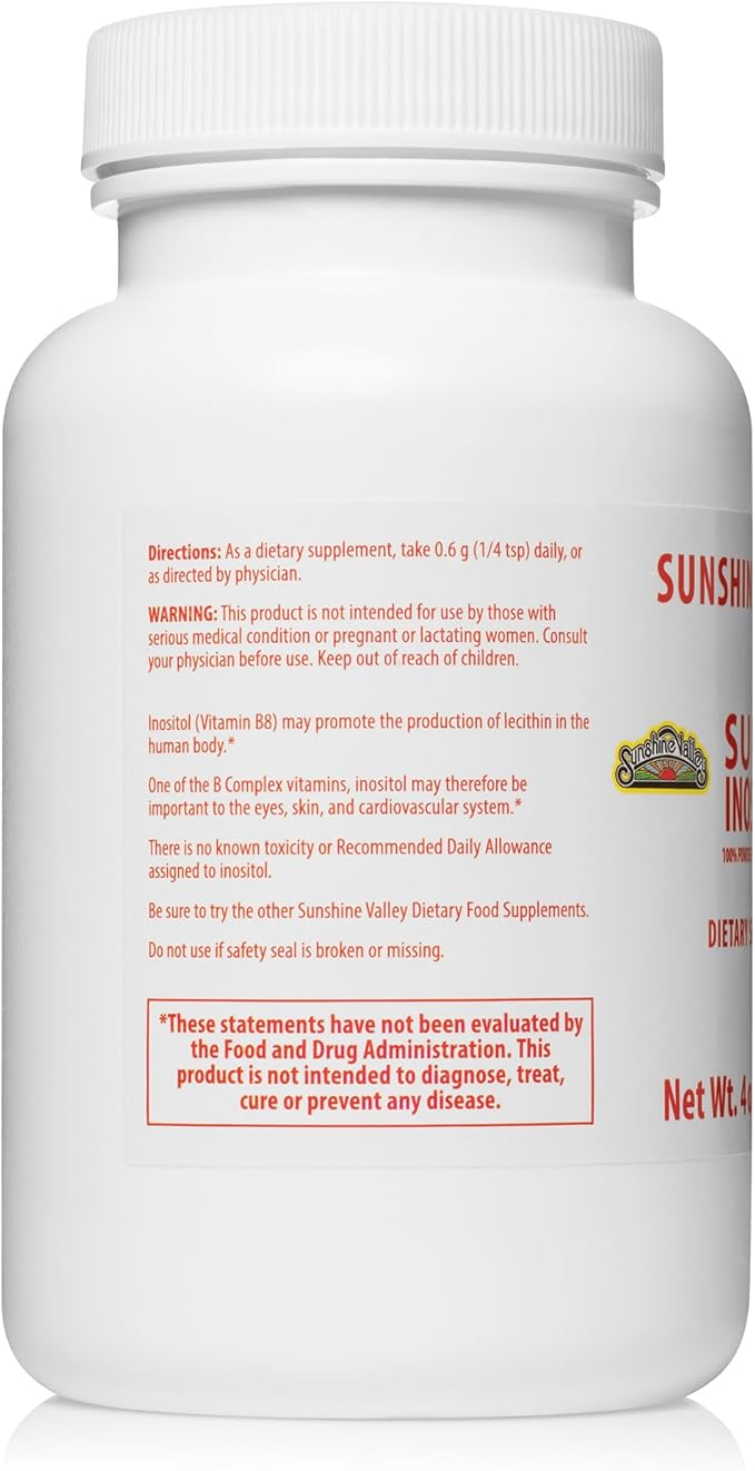 Sunshine Valley® Super Inositol Powder – Dietary Supplement, Wellness & Healthy Lifestyle – Unflavored Powder – 4 oz