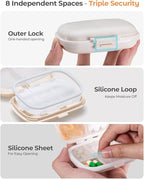 Travel Pill Organizer, 6+2 Extra Large Compartments Portable Pill Case, Daily Pill Box to Hold Vitamins, Small Pill Container for Pocket Purse Medicine Organizer（Beige）