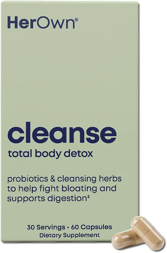 her own Cleanse, Gentle Detox, Supports Healthy Gut, Ocean Algae Cleanse, Prebiotic/Probiotic Blend, Cleansing Herbal Blend, Gluten and Soy Free, Vegan, 60 Capsules, 30 Servings, Multicolor