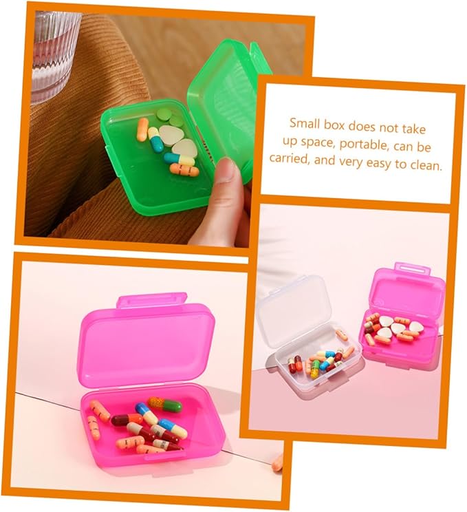 4pcs Small Plastic Travel Pill Boxes with Tight Seal Portable Vitamin Organizer for Daily Medicine Storage Multi Color Mini Rectangular Containers for Jewelry and Small Items