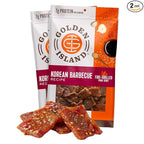Golden Island Korean BBQ Pork Jerky - (2 Pack) 9 oz Resealable Bag - Fire-Grilled Specialty Meat Snack - Sweet & Savory Protein Snack - 7g Protein per Serving - Made with 100% All-Natural Pork