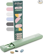 Pillar - 7-Day Pill Organizer | Weekly Medicine Pill Container Travel Box - Aesthetic Medication Holder - Stylish Travel Pill Case - Cute Small Medication Organizer 7 Day for Women (Sage Green)