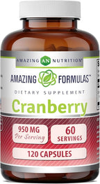 Amazing Formulas Cranberry Extract | 950 Mg Per Serving | 120 Capsules Supplement | Non-GMO, Gluten Free, Made in USA