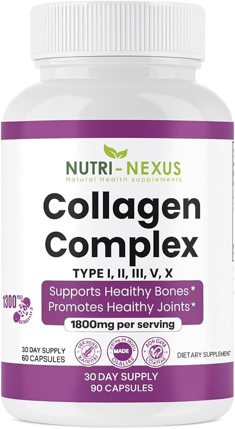 Multi Collagen Peptides Types I, II, III, V & X – Hydrolyzed Bovine Collagen Capsules -Supports Skin, Hair & Nail Wellness – Collagen Supplement for Women & Men