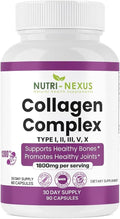 Multi Collagen Peptides Types I, II, III, V & X – Hydrolyzed Bovine Collagen Capsules -Supports Skin, Hair & Nail Wellness – Collagen Supplement for Women & Men