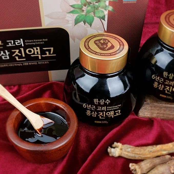 1 Set Box - Hansamsu Red Ginseng 6 Years Old Extract - Cao Hong Sam Hansamsu Han QUOC - 500g per Bottle - Made in Korea
