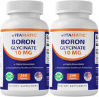 Vitamatic Chelated Boron (as Glycinate) 10mg 240 Tablets - Supports Hormone Balance, Bone Health & Connective Tissue- 2 Pack
