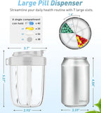 Pill Dispenser with 7 Large Compartments - Portable Pill Organizer for Travel, Anti-Mix Design & Wide Opening Design, Easy Access to Vitamin Dispenser, Includes 20 Blank Stickers(Gray)
