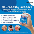 kindnature Alpha Lipoic Acid Gummies 600mg – Neuropathy Supplements – ALA for Nerve Comfort & Antioxidant Support – Sugar-Free, Vegan, Non-GMO – 90 Gummies