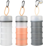 Ysglory 3 Packs Protein Powder Storage Container 4 Stackable Formula Dispenser Portable Protein Powder Travel Container Milk Powder Container to Go for Workout, Fitness, Travel (Gray,White,Pink)