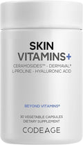 Codeage Skin Vitamins+ Supplement – Ceramosides, Dermaval, Hyaluronic Acid, Coffeeberry, Vitamin C – Skin Elasticity, Wrinkle & Moisture Support – Liposomal Delivery – Non-GMO, 30 Capsules