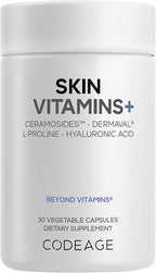 Codeage Skin Vitamins+ Supplement – Ceramosides, Dermaval, Hyaluronic Acid, Coffeeberry, Vitamin C – Skin Elasticity, Wrinkle & Moisture Support – Liposomal Delivery – Non-GMO, 30 Capsules