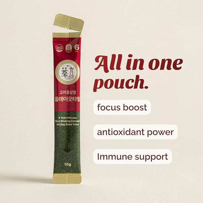 Red Ginseng Immune Shot - 6 Year Korean Ginseng - Caffeine Free HACCP 100 Sticks
