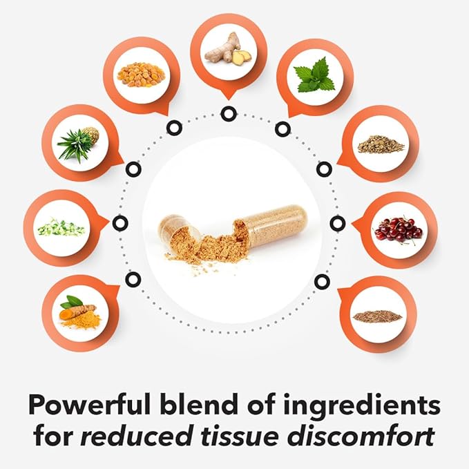 LifeSeasons Inflamma-X Joint & Tissue Support Supplement – Supports Muscle Comfort, Recovery & Flexibility – Herbal Formula with Turmeric, Bromlein, Protease – 120 Capsules