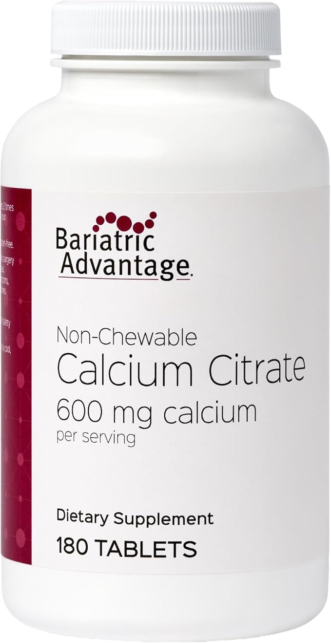 Bariatric Advantage Non Chewable Calcium Citrate 600 mg Calcium - for Bariatric Surgery Patients - Vitamin D3 - Mineral Supplements - 180 Tablets