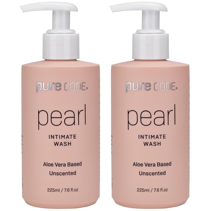 PURE CODE Aloe Vera-Based Pearl Intimate Wash - Gentle & Hydrating Intimate Cleanser for Skin Protection - Unscented Natural Feminine Wash Suitable for All Skin Types - 225ml (Pack of 2)