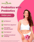 Probiotics and Prebiotics for Women pH Balance & Digestion - 60 Billion Vaginal Probiotic with Cranberry & D-Mannose for Gut, Urinary, Immune Health, Vegan & Non-GMO | 180 Capsules