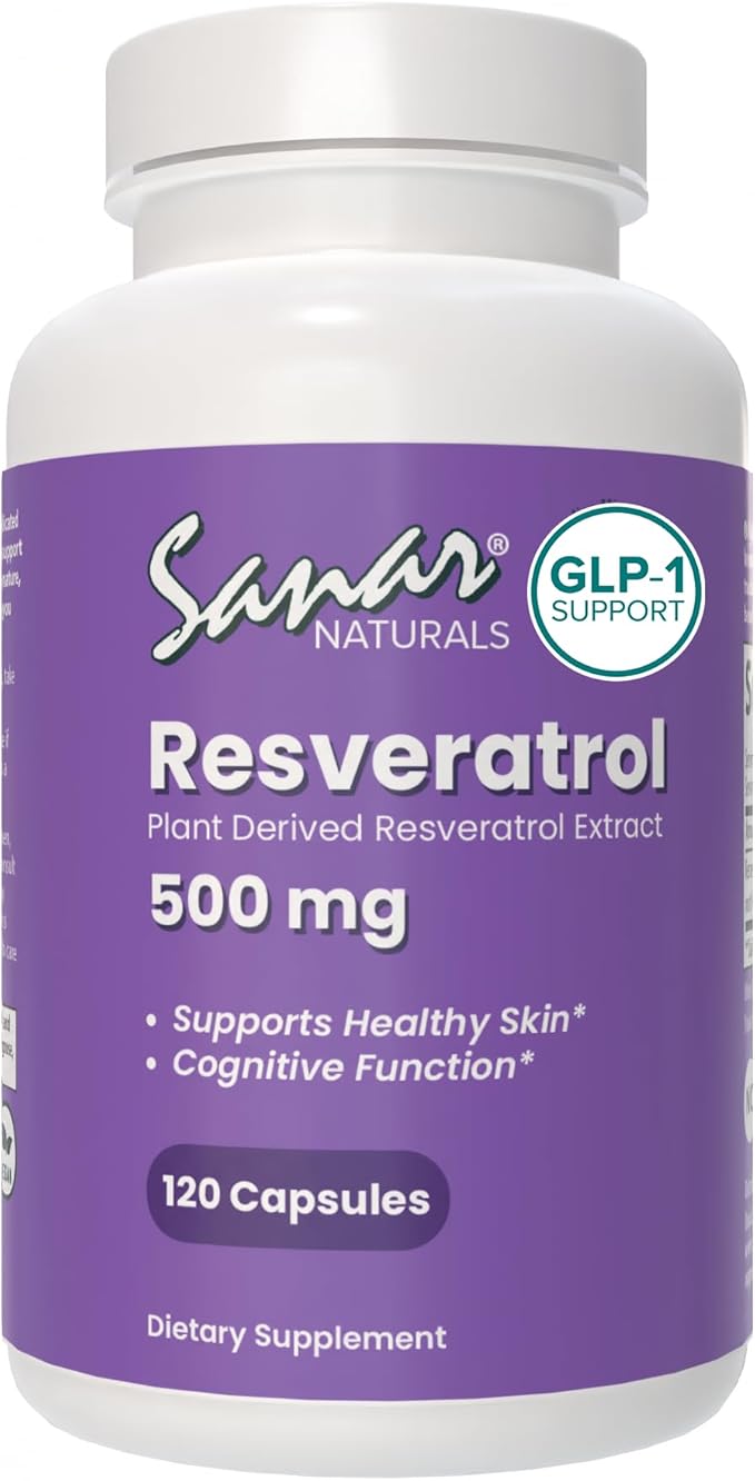 Sanar Naturals Resveratrol Supplement 500 mg – Supports Healthy Aging, Cognitive Function, and Heart Health - Plant Based Trans Resveratrol - Vegan, Non-GMO, 120 Capsules