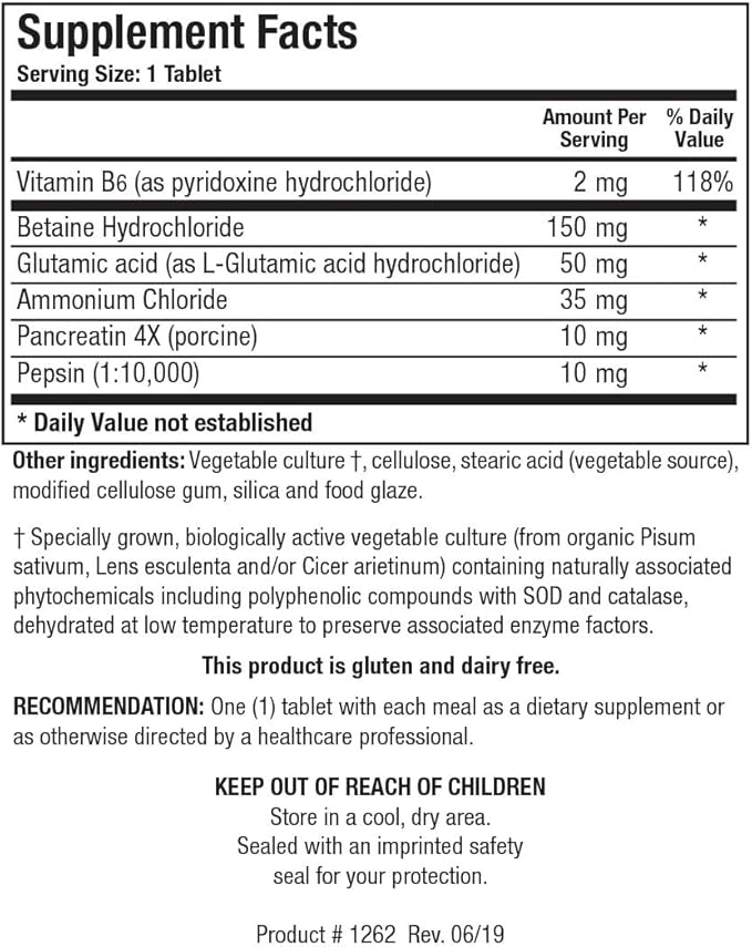 BIOTICS RESEARCH Hydro-Zyme Digestive Support, Contains Betaine Hydrochloride, Supports Healthy Gastric pH 90 Tablets