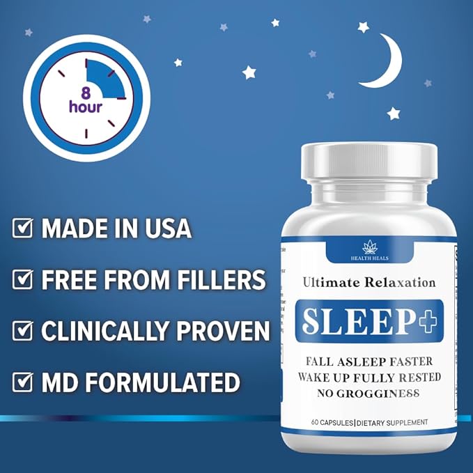 Relaxation Sleep Aid, Natural Non-Habit Forming, Sleep Supplement Developed to Support for Longer & Better Sleep, Chamomile, Magnesium, Melatonin, Ashwagandha, GABA, Drug-Free (120 Count)