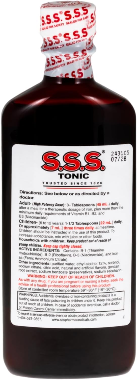 S.S.S. Tonic, Iron and Vitamin B Supplement, High Potency Vitamins, Bottle,10 Fl Oz (Pack of 1)