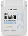 NutraBio Multi Collagen Powder- Hydrolyzed Collagen Peptides for Glowing Hair & Skin- Grass-Fed- Collagen Powder for Women and Men- 45 Servings- Vanilla
