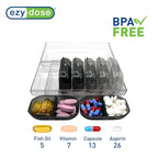 EZY DOSE Weekly (7-Day) Daily Individual AM/PM Pill Organizer with Case, Portable Medication Dispenser, Travel-Friendly Durable Pill Container, 2X Day Compartments for Vitamins and Supplements, Black