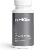 partiQlar Trans-Resveratrol 500mg - High Purity Resveratrol Supplement for Anti-Aging, Heart Health & Cellular Energy - Powerful Antioxidant & NAD+ Booster - 60 Veggie Capsules